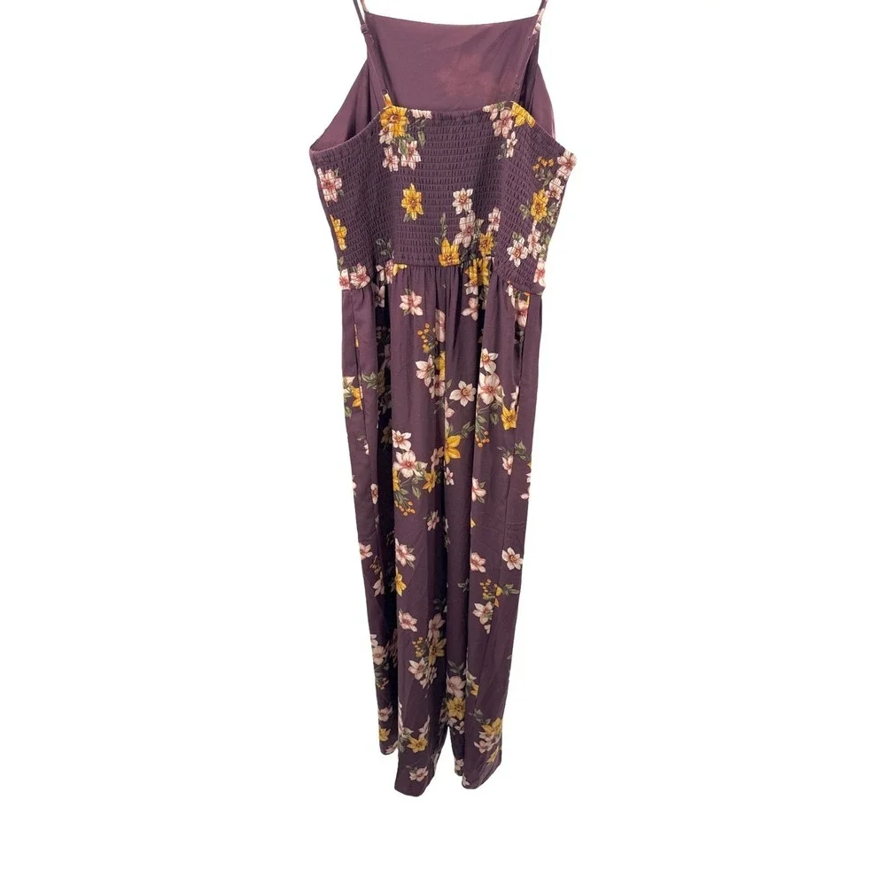 Xhilaration Floral‎ Wide Leg Romper Jumpsuit Square Neck Women's Size XL